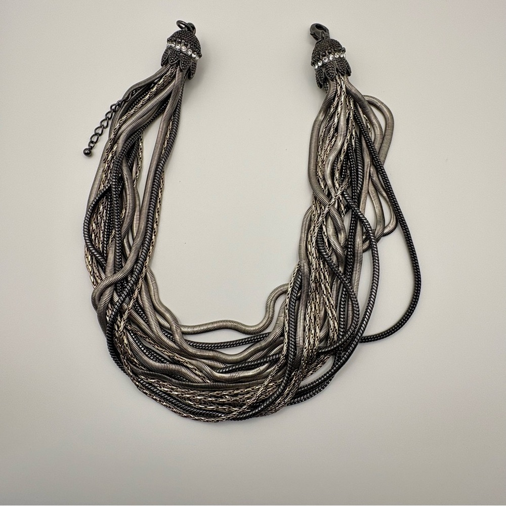 Elegant Multi-Strand Silver and Black Necklace Kiam Family